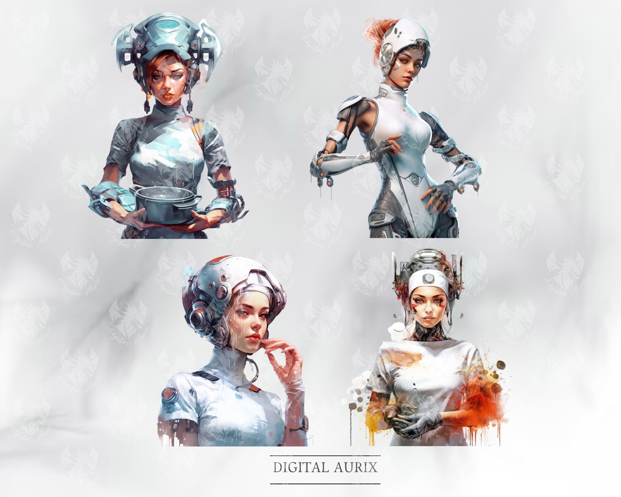 Cyberpunk Chef Cooking Cyberpunk Woman Fantasy Clipart Etsy UK