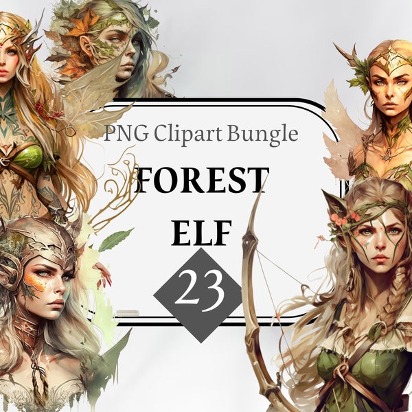 Wood Elf clipart, Fantasy huntress, Bow, woman PNG, Enchanting clipart, Magical forest, Digital download, Fantasy art, Sublimation