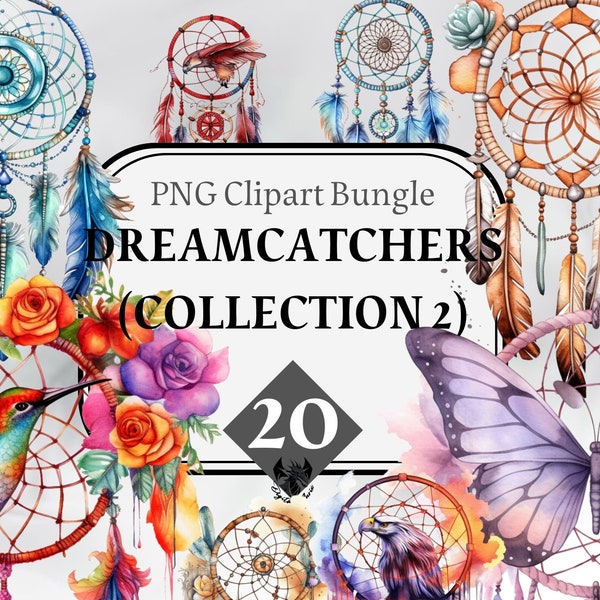 Dreamcatcher collection 2 clipart,  Earthtones Boho style digital watercolor prints png format instant download graphics commercial use