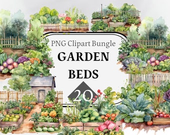 Garden beds clipart, vegetable garden, vegetables clipart, garden, Sublimation, PNG, gardening, garden house, spring garden, digtal art