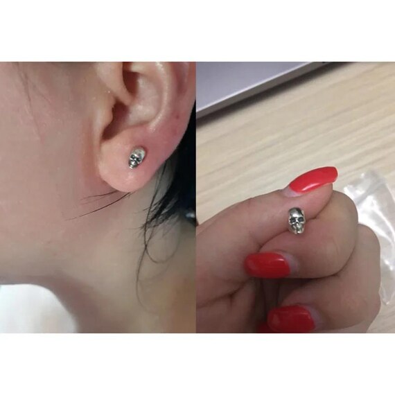 Extra Tiny Skull Internally Threaded Flat Back/St… - image 2