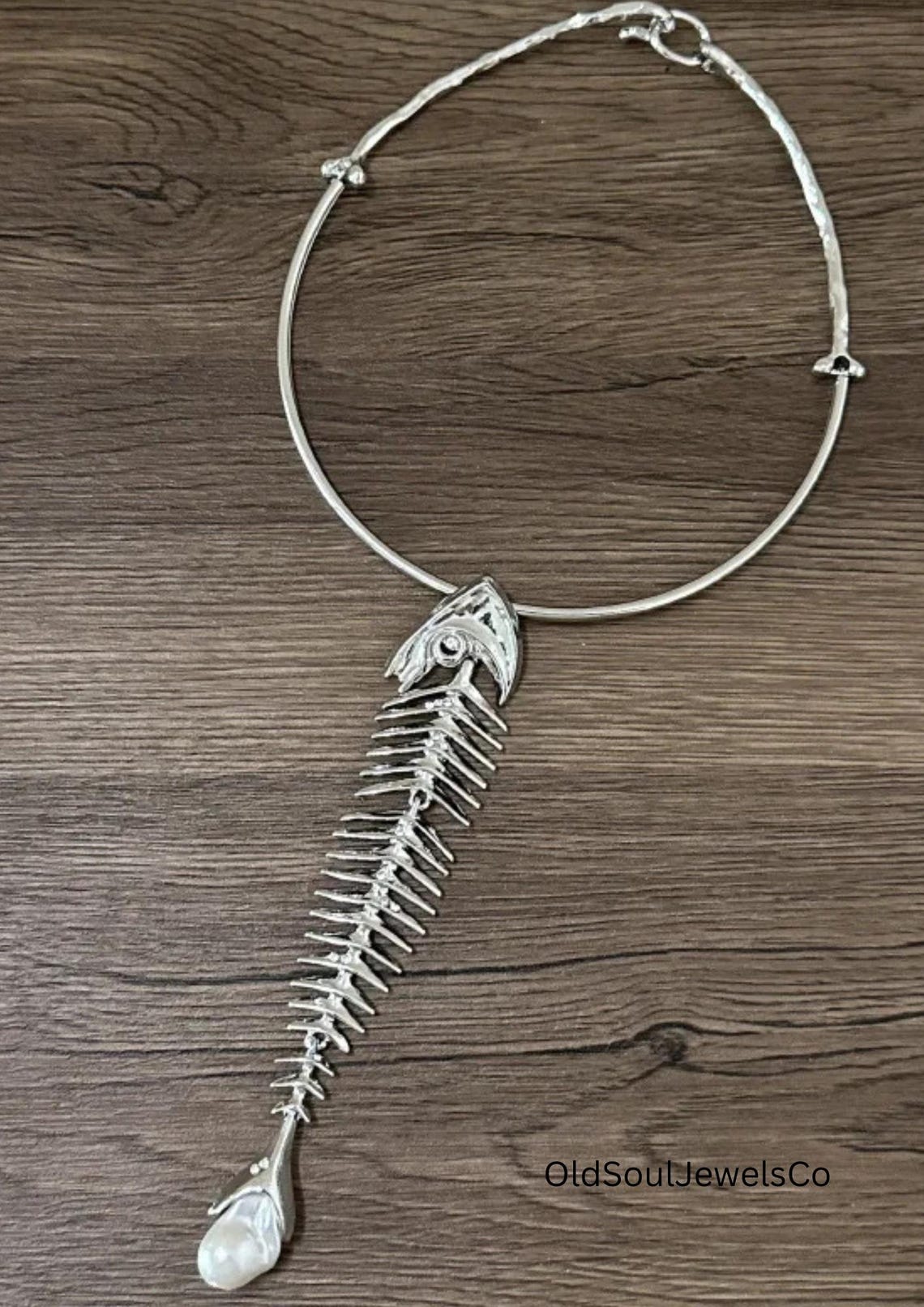 Novelty Design Alloy Big Fish Bone Pendant Choker Necklace for Women ...