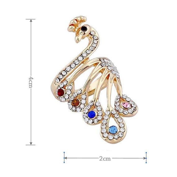 Multi stone ring, Crochet Ring peacock ring, bird… - image 7