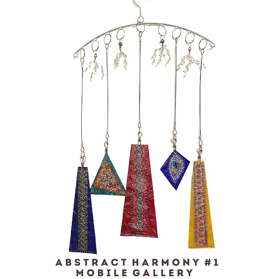 Mobile Abstract Modern Art Original Handmade Hanging Artistic Sculpture Small Painting Gallery Colorful Hand Painted Artwork Funky Cool Gift