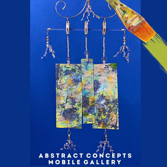 Art Mobile Handmade Abstract Artist Hand Painted Suspended Sculpture Artsy Fine Art Painting Unique Hanging Decor Colorful Modern Artwork