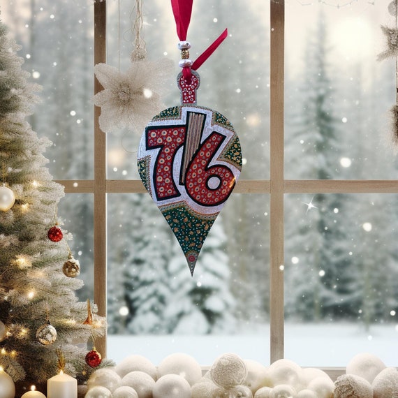 Ornament Buffalo NY 716 Decorative Abstract Art Hand Painted Unique Designer Hanging Home Decor Wooden Glossy Christmas Tree Colorful Boho