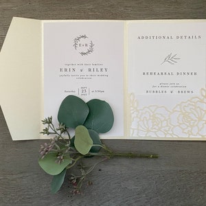 Pfingstrose Hochzeitseinladung Trifold