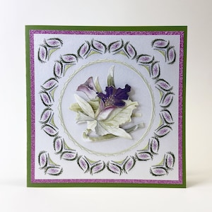 Carte de voeux brodée unique - fleurie pour toutes les occasions - cousue à la main - personnalisable