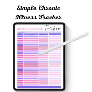 Chronic illness Digital Tracker - Symptoms Tracker, Chronic Illness Journal, Diary, Printable PDF file