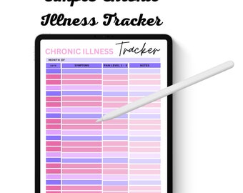 Tracker digitale delle malattie croniche: tracker dei sintomi, diario delle malattie croniche, diario, file PDF stampabile