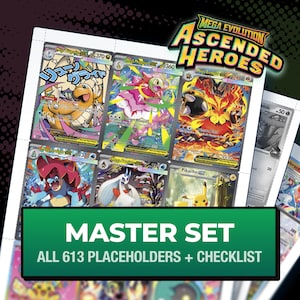 Ascended Heroes Master Set Binder Platzhalter & Komplette Set-Checkliste, 613 Karten + Variantenplätze, Druckbare Pokémon-Sammelkartenspiel-Vorlage (Digitaler Download)