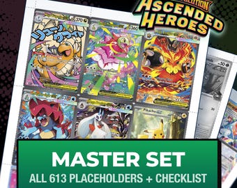 Pokémon Ascended Heroes Master Set Platzhalterkarten, alle 613 Karten + Varianten-Slots + Checkliste, druckbare Einlagen für Sammelalben (Digitaler Download)