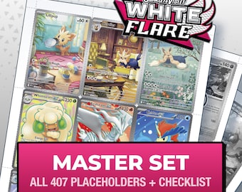 Pokémon White Flare Master Set Placeholder Cards, All 407 Card + Variant Slots + Checklist, Printable Binder Inserts (Digital Download)