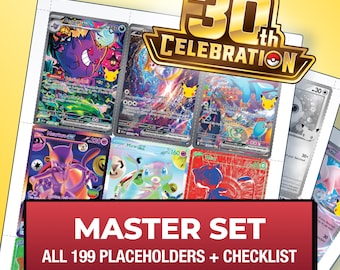 30th Celebration Master Set Binder Placeholders & Checklist, 199 Card Slots incl. Classic Collection, Pokémon 30th Anniversary Set Printable