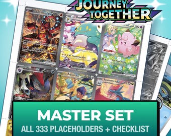 Pokémon Journey Together Master Set Platzhalterkarten, alle 333 Karten + Varianten-Slots + Checkliste, druckbare Einlagen für Ordner (Digitaler Download)