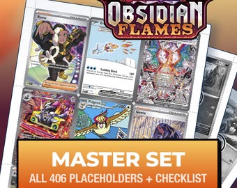 Pokémon Obsidian Flames Master Set plaatsvervangende kaarten, alle 406 kaarten + variantvakken + checklist, printbare ringbandinlays (digitale download)