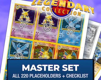 Pokémon Legendary Collection Master Set Platzhalterkarten, alle 220 Slots + Checkliste, druckbare Einlagen für Ordner (Digitaler Download)