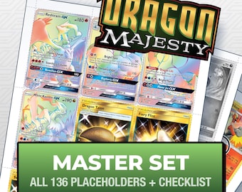 Pokémon Dragon Majesty Master Set Platzhalterkarten, alle 136 Karten + Varianten-Slots + Checkliste, druckbare Einlagen für Sammelalben (Digitaler Download)