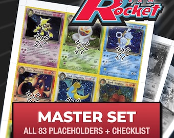 Pokémon Team Rocket Master Set Platzhalterkarten, alle 83 Kartenfächer + Checkliste, druckbare Einlagen für Ordner (Digitaler Download)