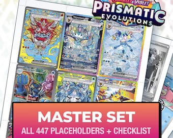 Pokémon Prismatic Evolutions Master Set Placeholder Cards, All 447 Slots + Checklist, Printable Binder Inserts (Digital Download)