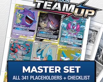 Pokémon Team Up Master Set Platzhalterkarten, alle 341 Karten + Varianten-Slots + Checkliste, druckbare Einlagen für Ordner (Digitaler Download)