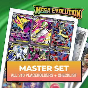 Mega Evolution Master Set Binder Placeholders & Complete Set Checklist, 310 Card + Variant Slots, Printable Pokémon TCG (Digital Download)