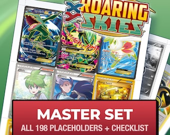 Pokémon Roaring Skies Master Set Platzhalterkarten, alle 198 Karten + Varianten-Slots + Checkliste, druckbare Einlagen für Sammelalben (Digitaler Download)