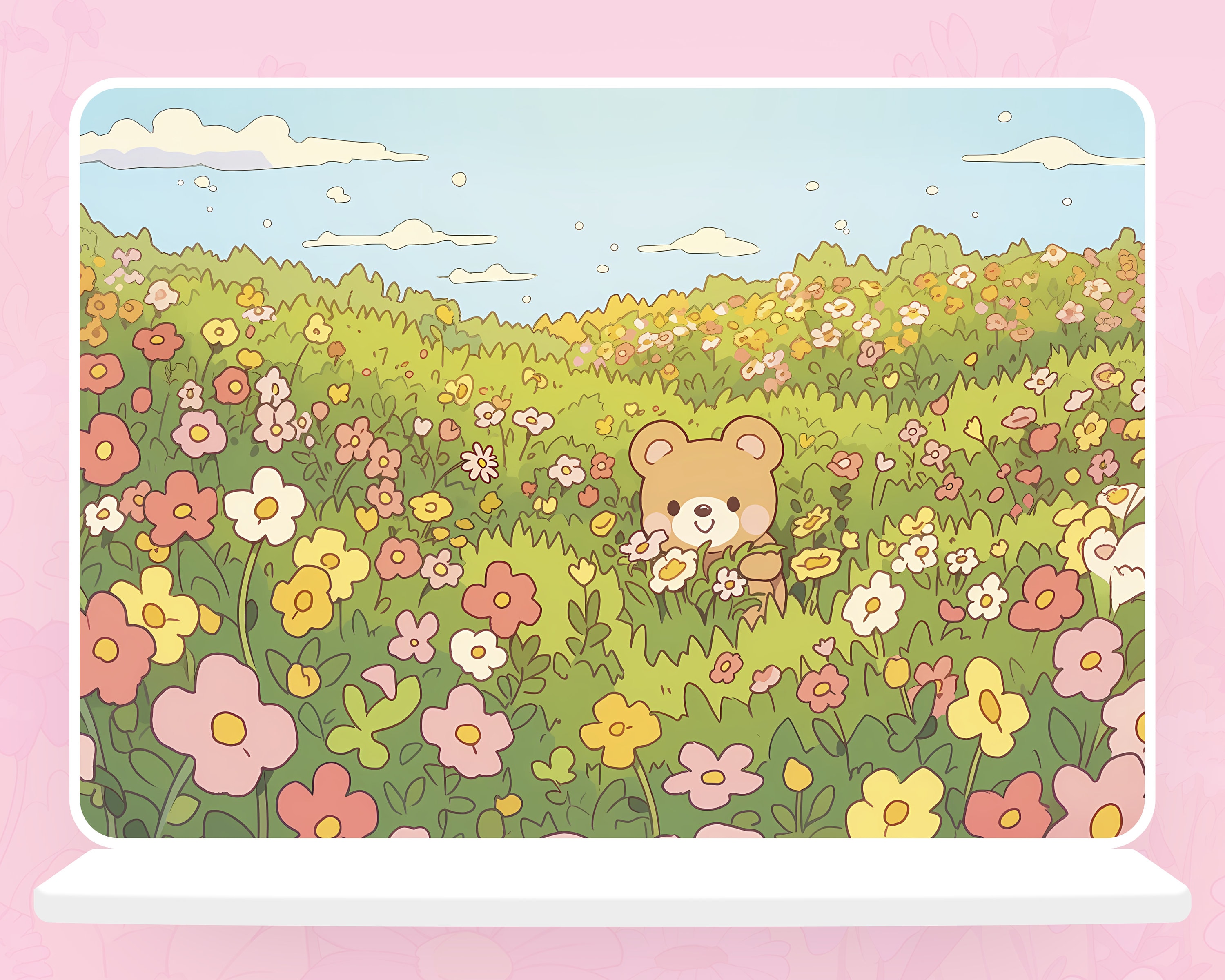 This Cute Kawaii Wallpaper Along with Shimmering Petals Will Make Your Screens Sparkle Endlessly