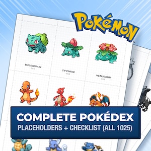 Pokédex Binder Pages 1-1025 + Checklist, Retro Pixel Style, Printable Binder Inserts for a Trading Card Binder (Digital Download)