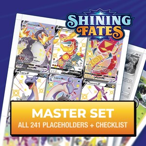 Shining Fates Master Set Binder Placeholders & Complete Set Checklist, 241 Card + Variant Slots, Printable Pokémon TCG (Digital Download)