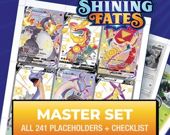 Pokémon Shining Fates Master Set Platzhalterkarten, alle 241 Karten + Varianten-Slots + Checkliste, druckbare Einlagen für Sammelalben (Digitaler Download)