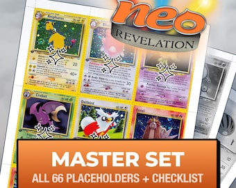 Pokémon Neo Revelation Master Set Platzhalterkarten, alle 66 Kartenfächer + Checkliste, druckbare Einlagen für Ordner (Digitaler Download)