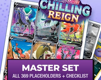 Pokémon Chilling Reign Master Set Platzhalterkarten, alle 369 Karten + Varianten-Slots + Checkliste, druckbare Einlagen für Sammelalben (Digitaler Download)