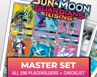 Pokémon Guardians Rising Master Set Platzhalterkarten, alle 298 Karten + Varianten-Slots + Checkliste, druckbare Einlagen für Sammelalben (Digitaler Download)