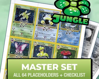 Pokémon Dschungelmeister Set – Platzhalterkarten, alle 64 Kartenfächer + Checkliste, druckbare Einlagen für Ordner (digitaler Download)