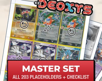 Pokémon Deoxys Master Set plaatsvervangende kaarten, alle 203 kaarten + variantvakjes + checklist, printbare ringbandinlays (digitale download)