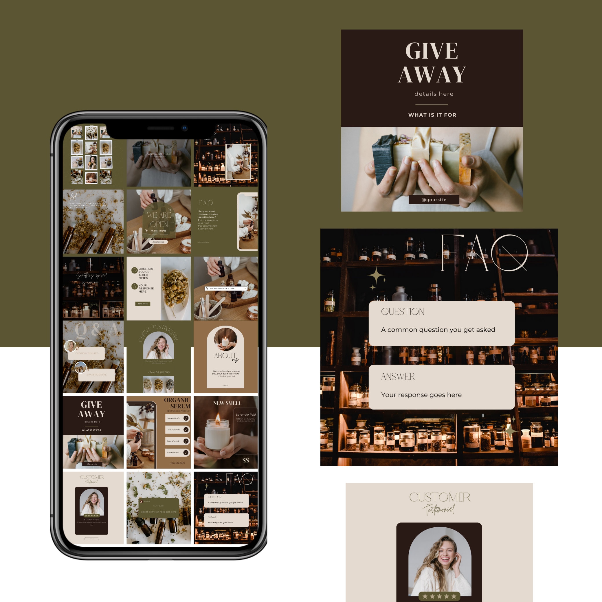 70 Herbal Instagram Post Templates, Canva Social Media (digital ...