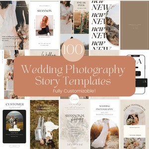 100 Wedding Photography Instagram Story Templates, Instagram Canva Templates, Social Media Templates, IG Story Templates, Engagement Booster