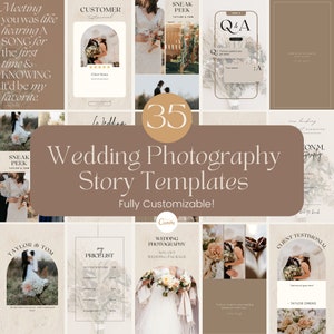 35 Wedding Photography Instagram Story Templates, Instagram Canva Templates, Social Media Templates, IG Story Templates, Engagement Booster