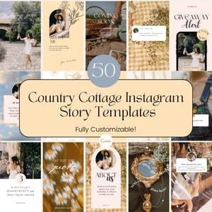 50 Country/Cottage Instagram Story Templates, Instagram Canva Templates, Social Media Templates, IG Story Templates, Engagement Booster