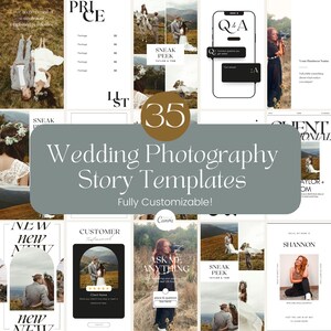 35 Wedding Photography Instagram Story Templates, Instagram Canva Templates, Social Media Templates, IG Story Templates, Engagement Booster