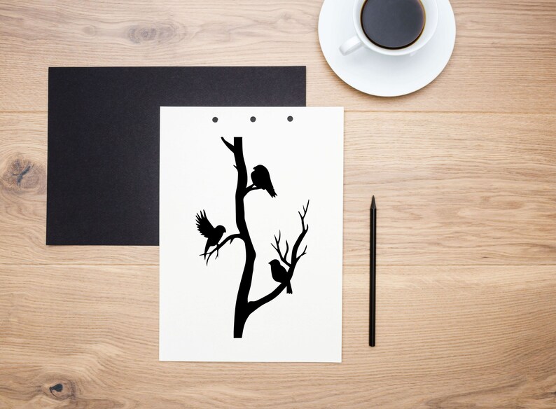 Stickers Muraux Chats Et Oiseaux - Déco Maison Noire - Salon, Chambre - 2 Sets