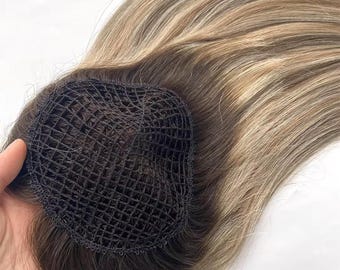 Parrucca a rete in capelli umani europei biondo cenere / Parrucca leggera per integrazione capillare / Parrucca volumizzante naturale per capelli diradati