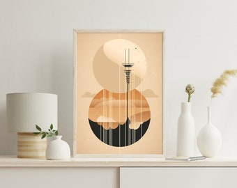 Moon, Abstract, Mid Century, Minimalistic, Printable Poster, Digital Download
