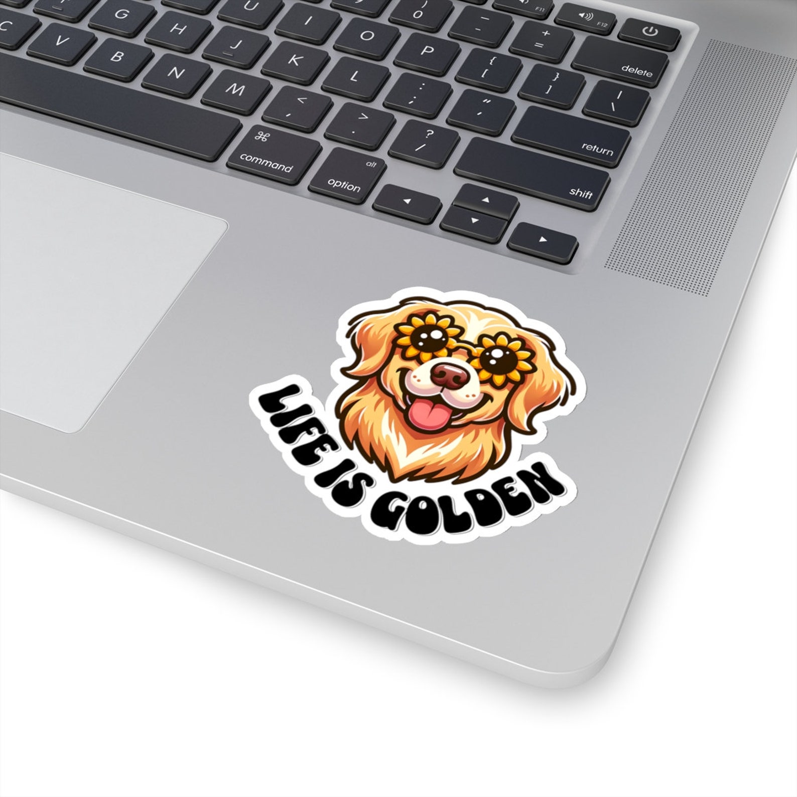 Life is Golden Sticker for Water Bottle, Golden Retriever Sunflower ...