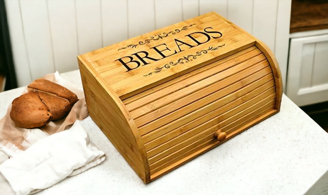 Bread Box Bamboo Storage Binbakery Box Breadbox Fruit Etsy