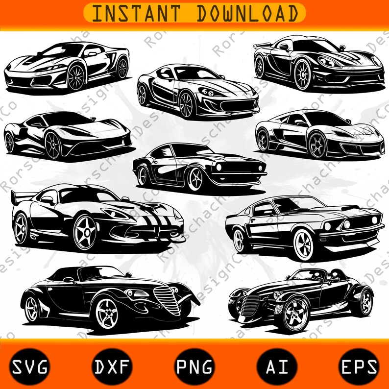 10 Cool Car Svg Bundle, Cool Car Clipart, Convertible Svg, Sports Car