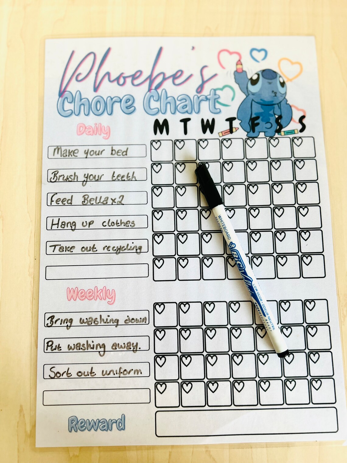 Kids Chore Chart, Personalised Chore Chart, Stitch, Stitch Chore Chart ...