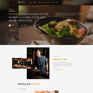 Food Blog & Restaurant Wordpress Website Elementor Free Customizable WordPress Template, Stunning Pre-Designed Pages image 1