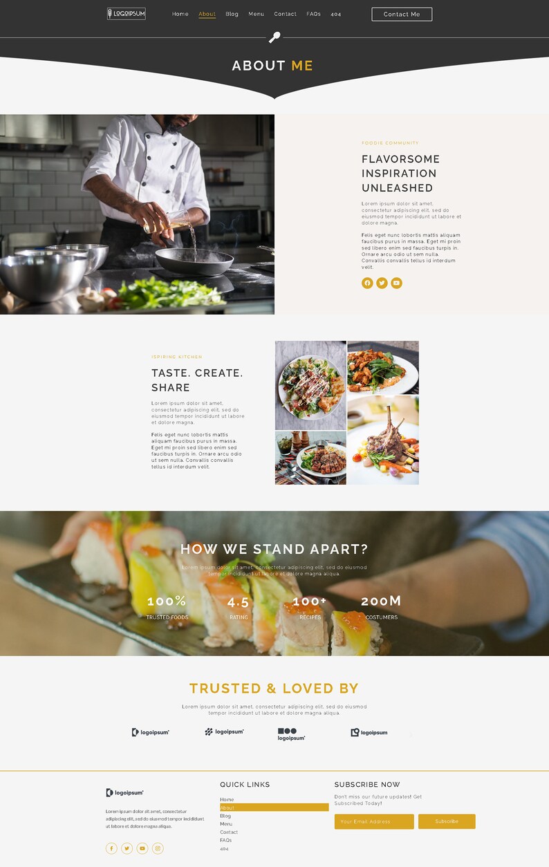 Food Blog & Restaurant Wordpress Website Elementor Free Customizable WordPress Template, Stunning Pre-Designed Pages image 4